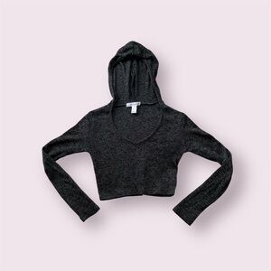 Urban Planet Black Knit Cropped Hoodie